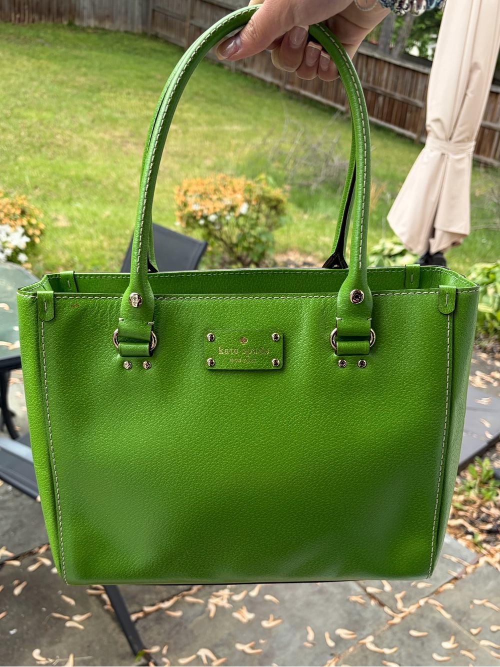 Kate Spade Lime Green Pebbled Leather Medium Tote